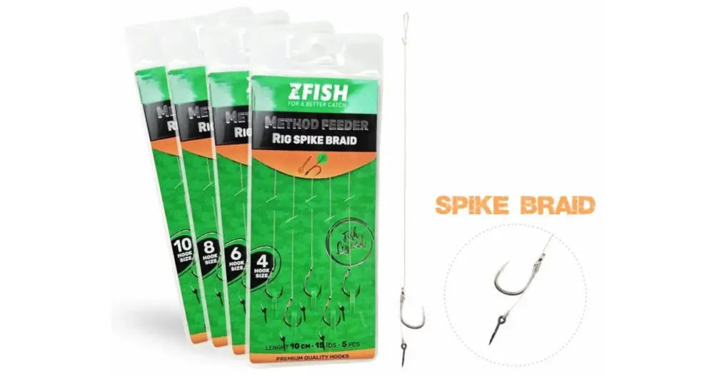 Víkendová Akce Zfish Návazec Method Feeder Rig Spike Braid 10 cm 5 ks - Velikost Háčku 4