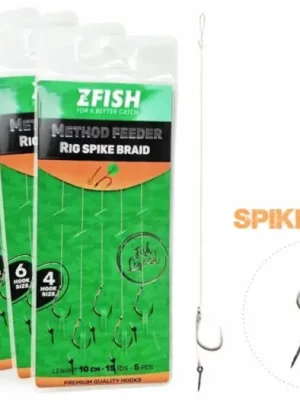 Zfish Návazec Method Feeder Rig Spike Braid 10 cm 5 ks - Velikost Háčku 10 Výprodej