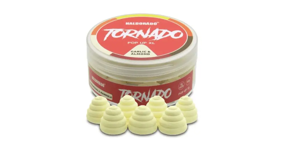 Haldorádó Plovoucí Boilie Pop-Up Tornado XL 30 g 15 mm - Česnek Mandle Hit Sezóny
