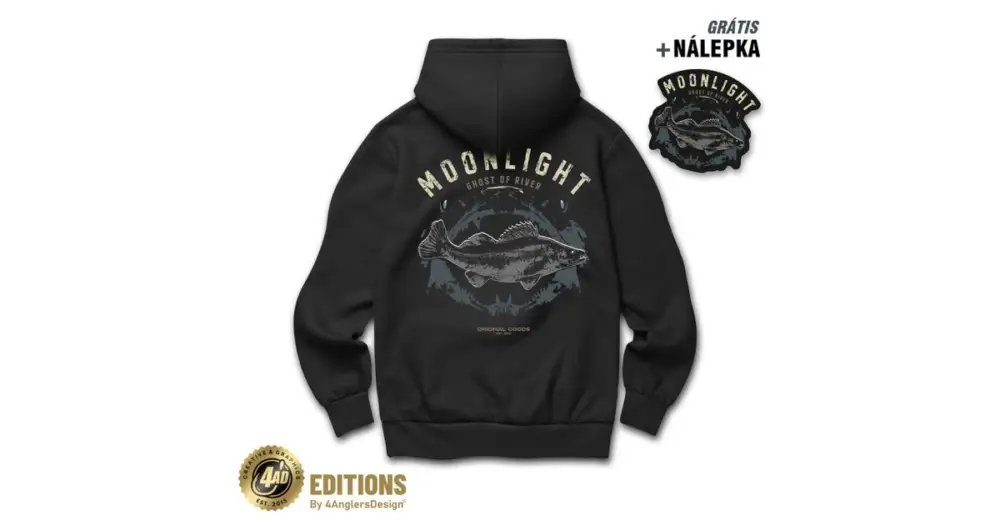 Nejprodávanější 4ANGLERSDESIGN Mikina Moonlight Ghost Of River - L