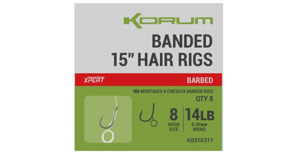 Odeslání Ihned Korum Návazec Banded Hair Rigs Barbed 8 ks Délka 15" - Velikost Háčku 12
