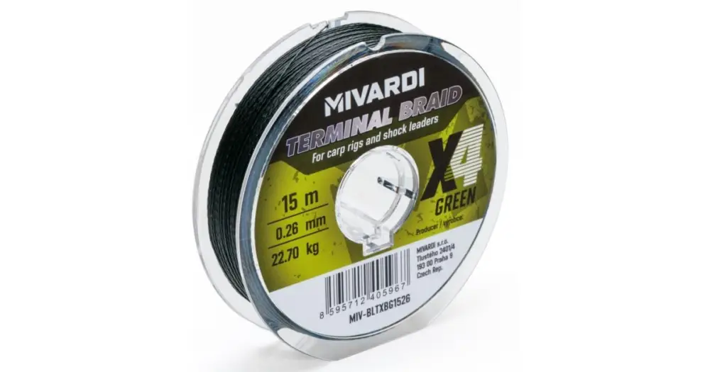 Mivardi Pletená Šňůra Terminal X4 Braid Green 15 m Výprodej