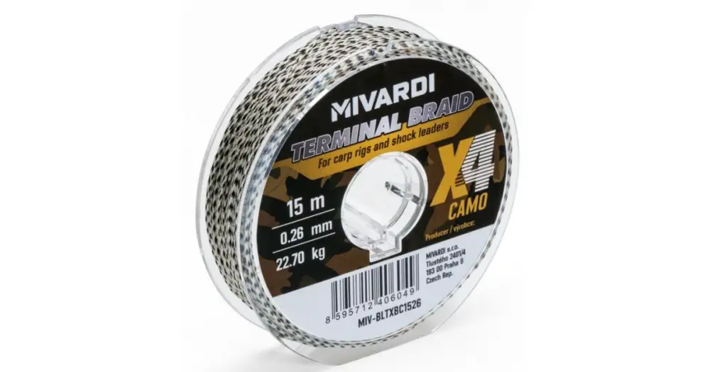 Mivardi Pletená Šňůra Terminal X4 Braid Camo 15 m - 0,10 mm 7,75 kg Finální Výprodej