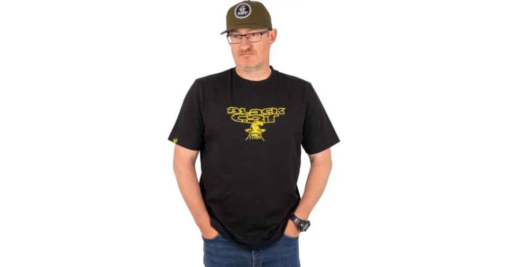 Nejlepší Cena Black Cat Tričko Distressed Logo Black Tee