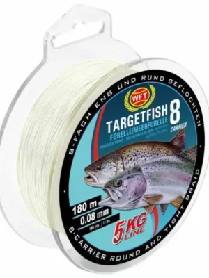 WFT Splétaná Šňůra Targetfish 8 Meerforelle Forelle Poloprůhledná - 0,08 mm 5 kg 180 m Akční Nabídka