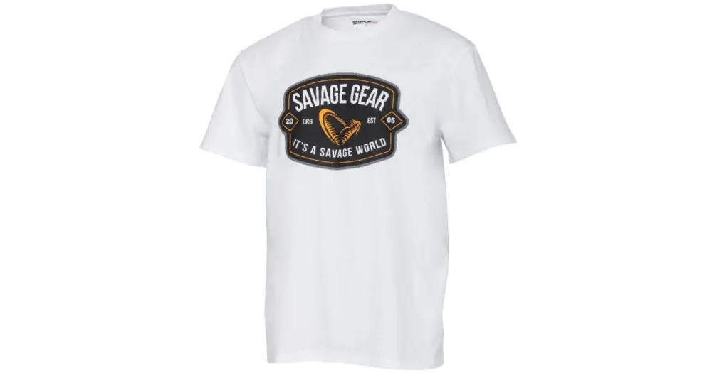 Savage Gear Tričko Badge Logo Tee White Oblíbený