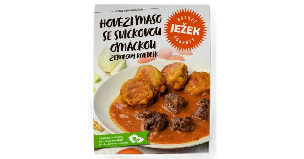 Ježkovy Krabičky Hovězí Maso Se Svíčkovou Omáčkou a Žemlový Knedlík 450 g Ihned K Objednání