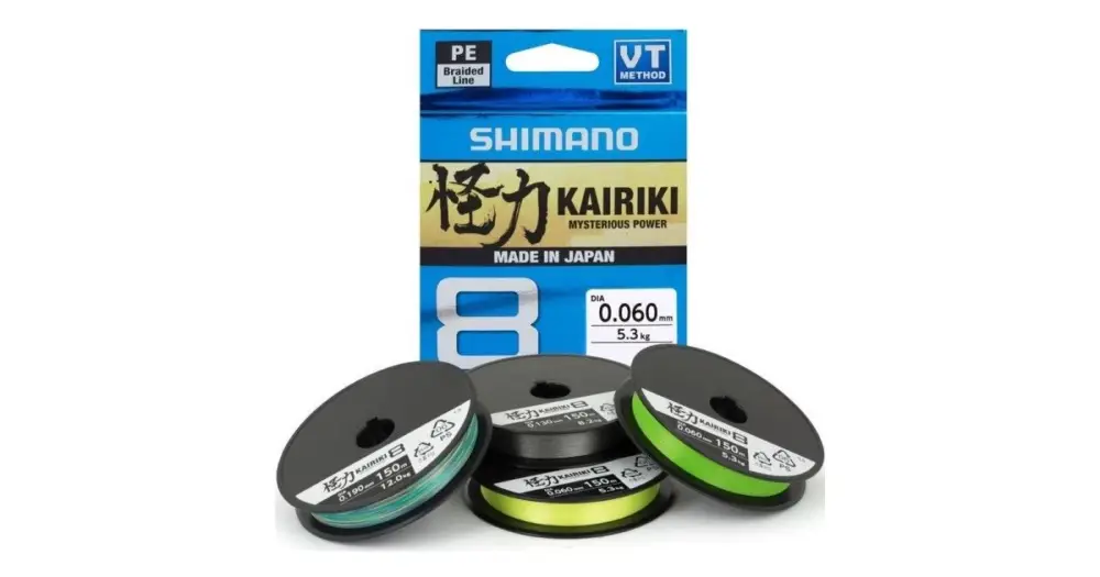 Nakupujte Hned Shimano Splétaná Šňůra Kairiki 8 Zelená 150 m - Průměr 0,35 mm / Nosnost 39,5 kg