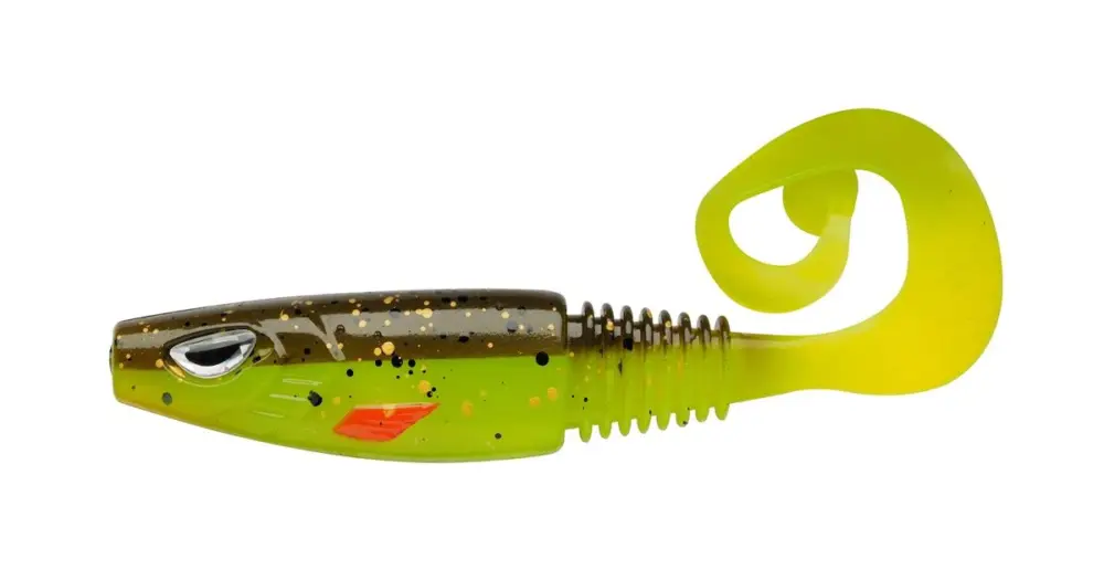 Berkley Gumová Nástraha Sick Curl Brown Chartreuse Výprodej