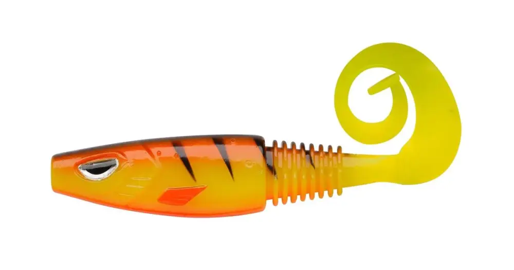 Autentický Berkley Gumová Nástraha Sick Curl Hot Yellow Perch - 8 cm