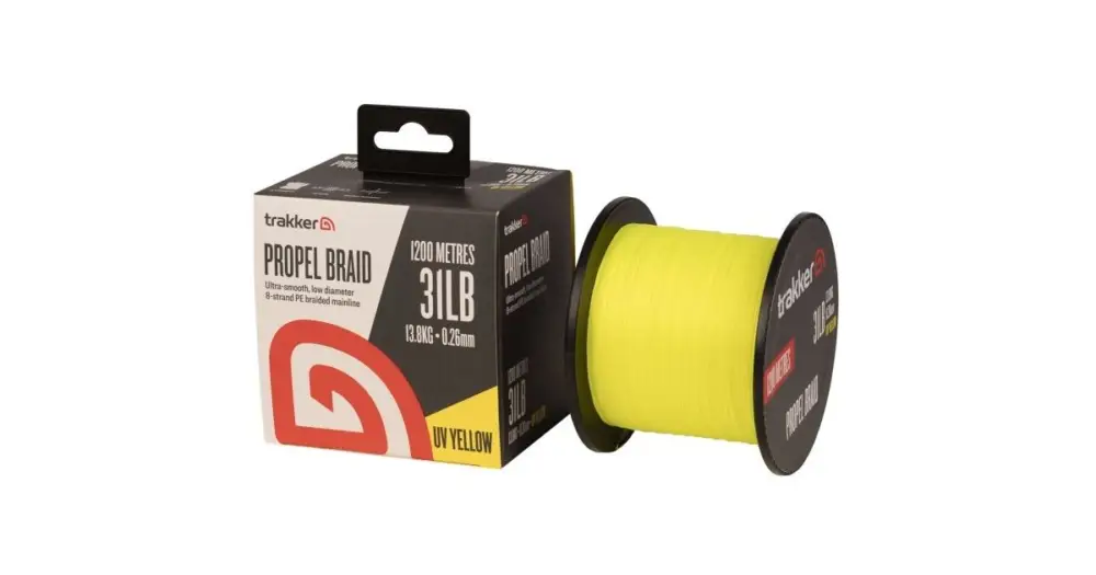 Trakker Kmenová Pletená Šňůra Propel Braid 1200 m 0,26 mm 31 lb UV Yellow Nejprodávanější