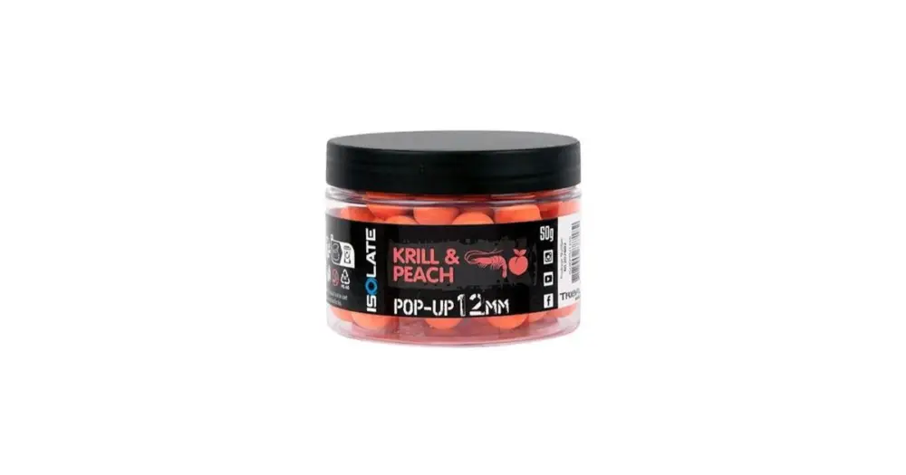 Akce Shimano Plovoucí Boilie Isolate Pop-Up Krill Peach Fluoro Orange - 12 mm 50 g