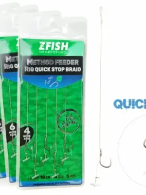Zfish Návazec Method Feeder Rig Quick Stop Braid 10 cm 5 ks - Velikost Háčku 14 Super Cena