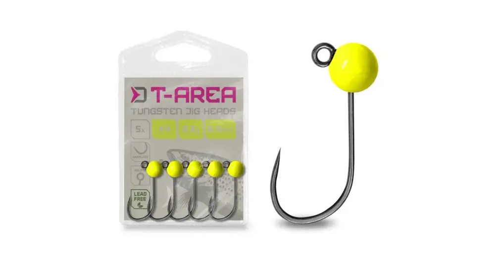 Delphin Jigová Hlavička T-AREA BL Wolframový Jig Fluo Žlutý 5 ks - #6 / 0,6 g / 4 mm Originální