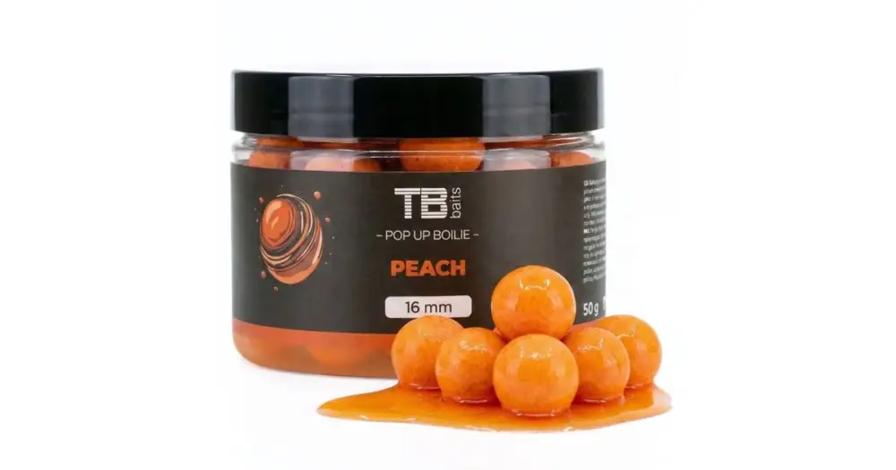 Cenově Výhodný TB Baits Plovoucí Boilie Pop-Up Peach + NHDC 50 g - 16 mm