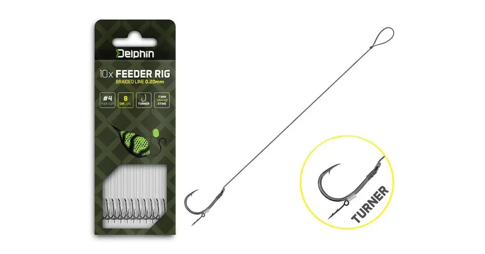 Delphin Návazec Feederový Braided Sting Turner 10 ks - Délka 12 cm Průměr 0,20 mm Háček #4 Expresní Doručení
