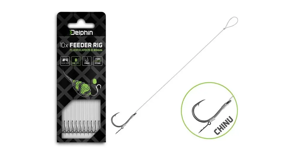 Delphin Návazec Feederový Fluoro Sting Chinu 10 ks - Délka 8 cm Průměr 0,22 mm Háček #8 Ihned K Objednání
