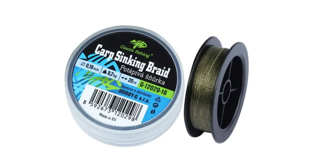 Giants Fishing Potápivá Splétaná Šňůra Carp Sinking Braid 20 m - 0,20 mm 12,6 kg Bezpečná Platba