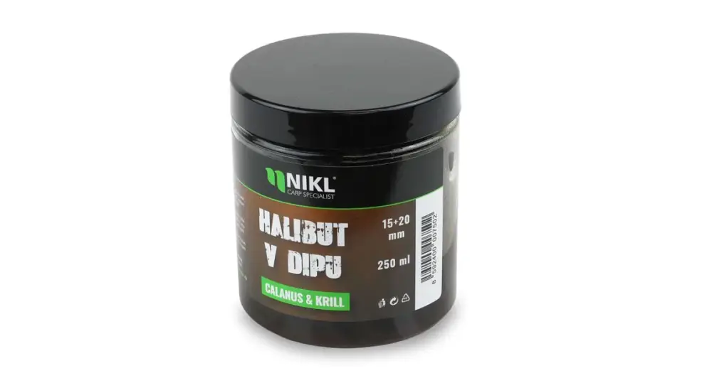 Nejlepší Cena Nikl Black Halibut Pelety v Dipu Calanus & Krill 250 ml 15+20 mm