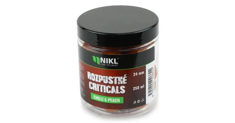 Nikl Rozpustné Criticals Boilie Chilli & Peach 250 ml - 24 mm Finální Výprodej