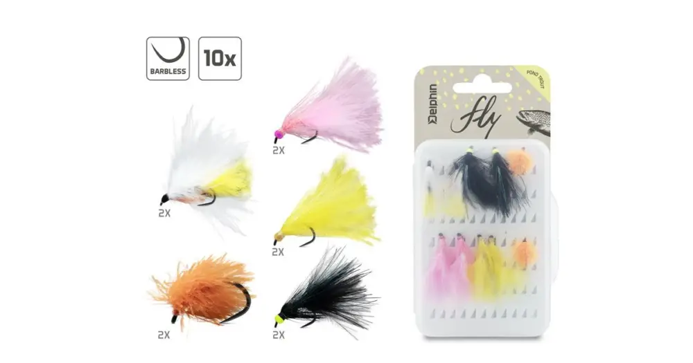 Jen Po Omezenou Doba Delphin Sada Umělých Mušek FLY Pond Trout 10 ks