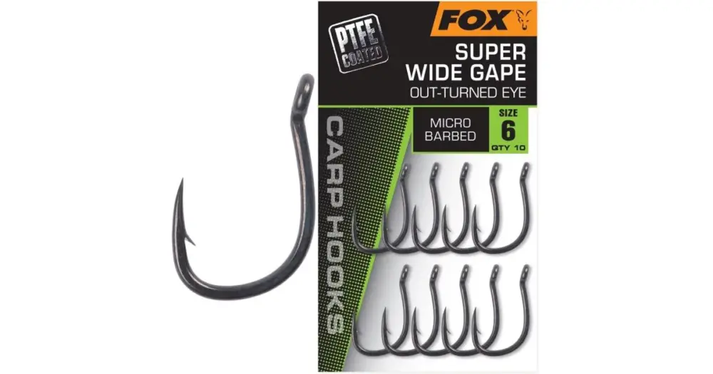 Fox Háčky Super Wide Gape Out-Turned Eye 10 ks - Velikost 4 Rychlé Dodání