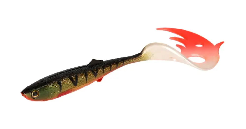 Nejprodávanější Mikado Gumová Nástraha Sicario Pike Tail Bloody Perch Balení - 10,5 cm 6 g 4 ks