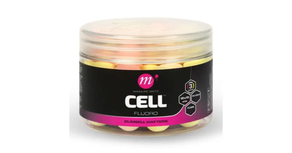 Mainline Balanced Boilie Fluoro Dumbell Wafters Pink Yellow White 12x15 mm - Cell Originální