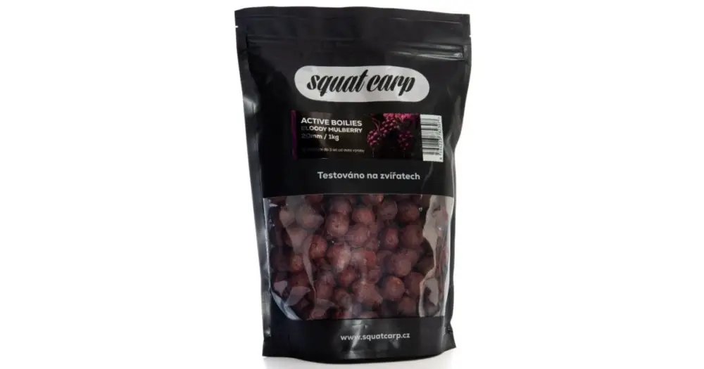 Omezená Nabídka Squat Carp Active Boilies Bloody Mulberry - 1 kg 20 mm