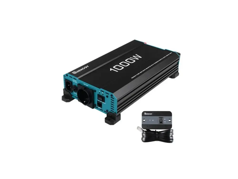 Renogy 1000W 12V měnič napětí čistá sinusoida | integrovaný automatický stykač 220V/12V Aktuální