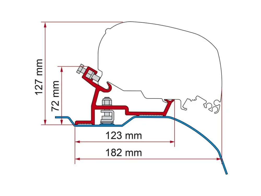 Adaptér pro střešní markýzyF80S a F80L- pro Fiat Ducato od roku 2006 Horká Nabídka